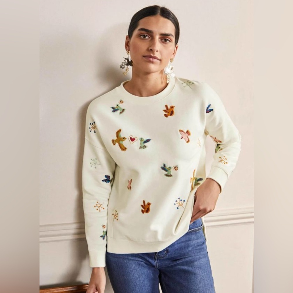 Boden Embroidered Interest Sweatshirt. Medium. NWOT